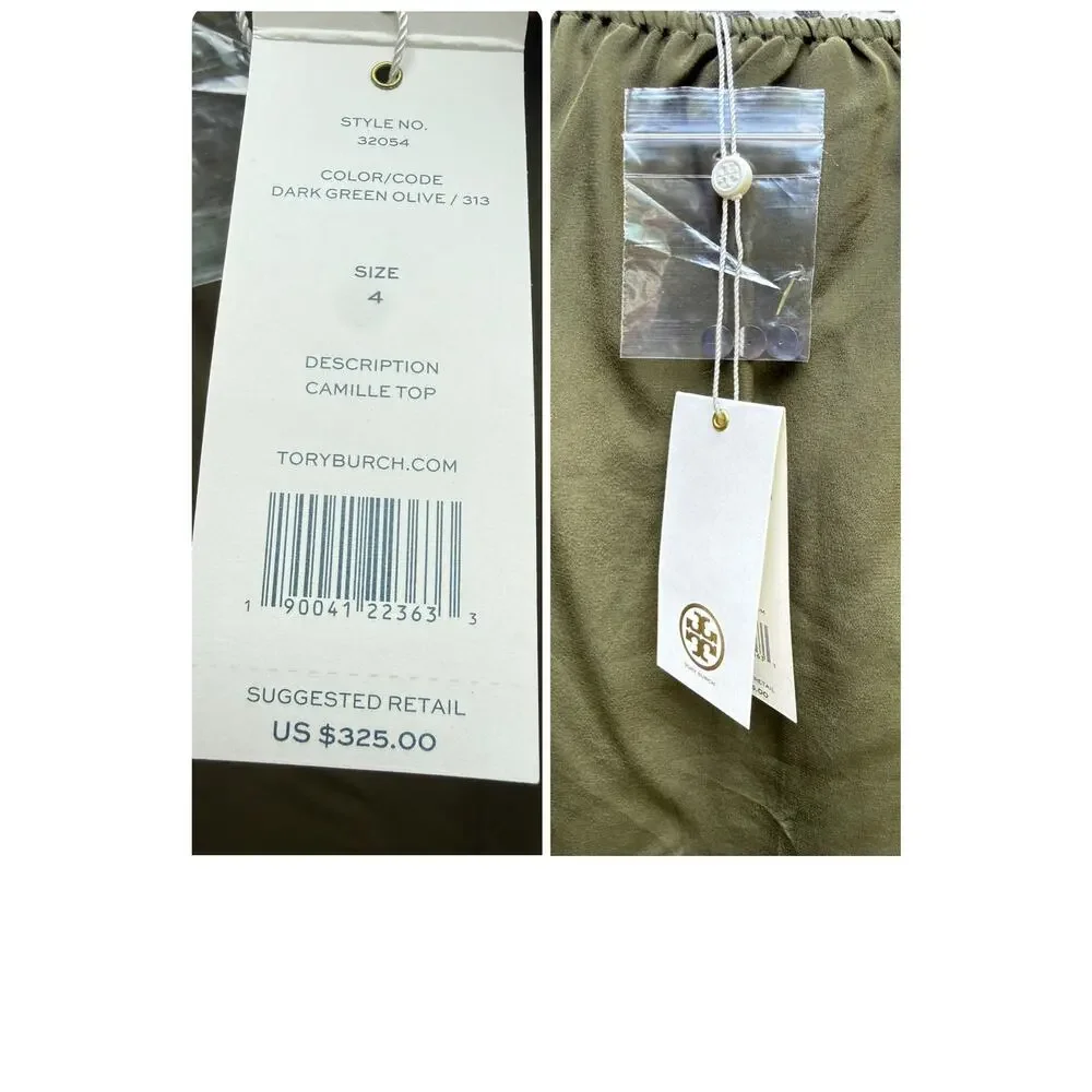 NWT Tory Burch 100% Silk Embroidered Blouse Sz 4 Minor Flaws
